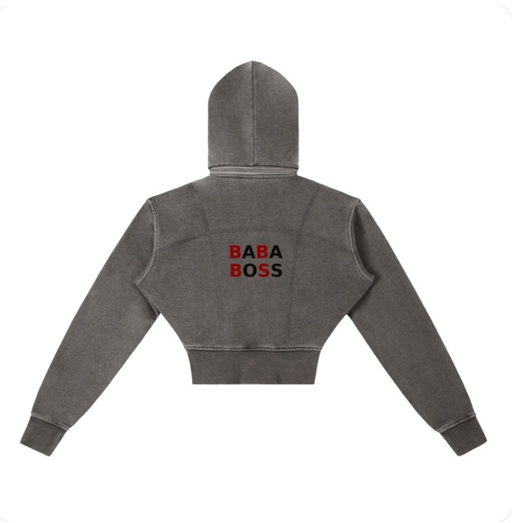 Baba Boss Vintage Washed Cropped Fleece Hoodie - Picture 4 of 6